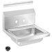 A stainless steel Vollrath hand sink with a drain and faucet.