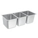 A row of stainless steel Vollrath sink bowls.