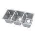A silver stainless steel Vollrath 3 compartment sink.