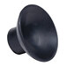 A black rubber suction cup with a white background.