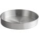 A round silver Choice aluminum cake pan with straight sides.