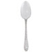 A Oneida Ivy Flourish large silver serving spoon with a pattern on the handle.