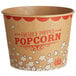 A brown and red Carnival King Kraft popcorn container with white clouds and the words "Freshly Popped Popcorn" on it.