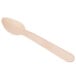 A close-up of an Eco-gecko wooden taster spoon with a spoon handle.