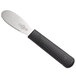 A Mercer Culinary Millennia black scalloped sandwich spreader with a black handle and blade.