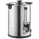 An Avantco stainless steel coffee urn with black and silver accents.