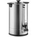 An Avantco stainless steel coffee urn with a black handle.