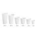 A row of white Choice double wall ripple paper hot cups.