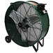 A large green King Electric industrial drum fan with wheels.