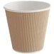 A brown Choice paper hot cup with a white rim.