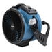 A blue and black XPOWER whole room air circulator utility fan.