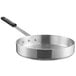 A silver Choice aluminum saute pan with a black silicone handle.