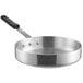 A Choice aluminum saute pan with a black silicone handle.