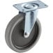 A grey Lavex swivel caster with a metal plate and metal wheel.