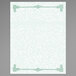 Green menu paper with a scroll border in white with green border.
