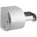 A silver metal San Jamar double roll toilet paper dispenser with a metal handle.