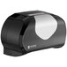 A black and silver San Jamar Summit double roll toilet tissue dispenser.