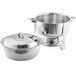 A silver Choice Deluxe soup chafer with a lid.