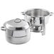 A Choice Deluxe stainless steel soup chafer with chrome accents.
