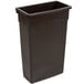 A brown rectangular Continental wall hugger trash can with a lid.
