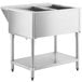 A stainless steel ServIt natural gas steam table with an undershelf and two open wells.