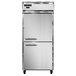 A white Continental half door reach-in freezer with a stainless steel door and handle.