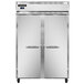 A large Continental Reach-In Freezer with two solid doors with handles.