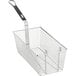 A 16 7/8" x 8 1/4" stainless steel fryer basket with a front hook.