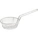 A Choice nickel-plated round metal wire culinary basket with a handle.