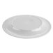 A white plastic plate with a wide rim.