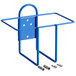 A blue metal Dema rack with screws.