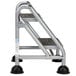 A metal Cosco 2-step commercial rolling step ladder.