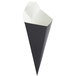 A black cone shaped container with white Carnival King logo.