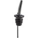 An American Metalcraft black stainless steel liquor pourer with a metal tip.