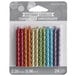 A pack of 24 Creative Converting spiral birthday candles in metallic rainbow colors.