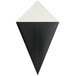 A black and white paper triangle with a black and white design.