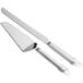 A Choice stainless steel cake server and spatula with hollow handles.