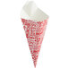 A Carnival King paper cone with red and white text.