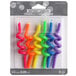 A pack of six Creative Converting curly assorted neon colored birthday candles.