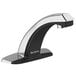 A chrome and black Sloan Optima Bluetooth deck mounted electronic faucet with a 4" plate.