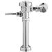 A Sloan polished chrome manual flushometer for toilets with a lever.