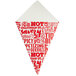 A red and white Carnival King paper cone with red and white text.
