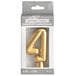 A package of gold foil number four candles.