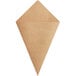 A brown Kraft paper cone with a square bottom and a hole in it.