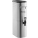 An Avantco stainless steel iced tea dispenser with a black lid and valve.