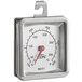 A close-up of a CDN Multi-Mount Oven Thermometer with a red button.
