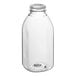 A clear Milkman Square PET juice bottle with a lid.