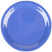 A close-up of a Carlisle Sierrus Ocean Blue melamine pie plate with a white rim.