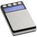 An AvaWeigh digital portion scale with a silver and black finish.