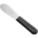 A close up of a Choice stainless steel sandwich spreader with a black handle.
